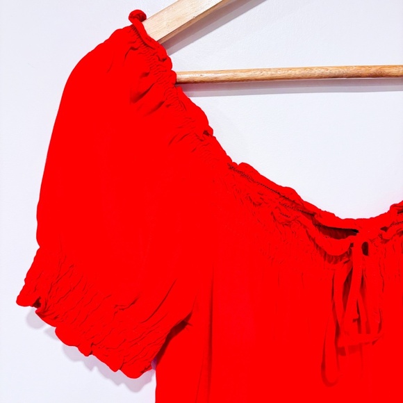 ACTIVE USA – Red ruffle off-shoulder peasant blouse | Small * - Picture 2 of 6